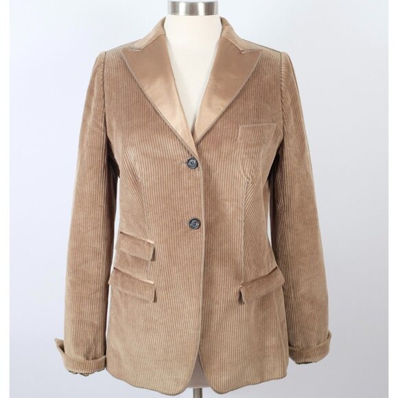 Dolce & Gabbana 44 US 8 jacket corduroy taupe beige satin lapel - Picture 1 of 10